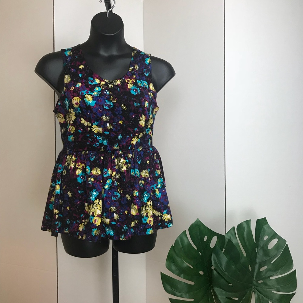H&M Graphic Peplum Sleeveless Top